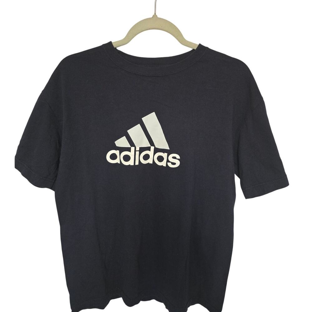 Adidas Mens M Medium Navy Blue Big Logo T Shirt 100% Cotton 2010 T Shirt